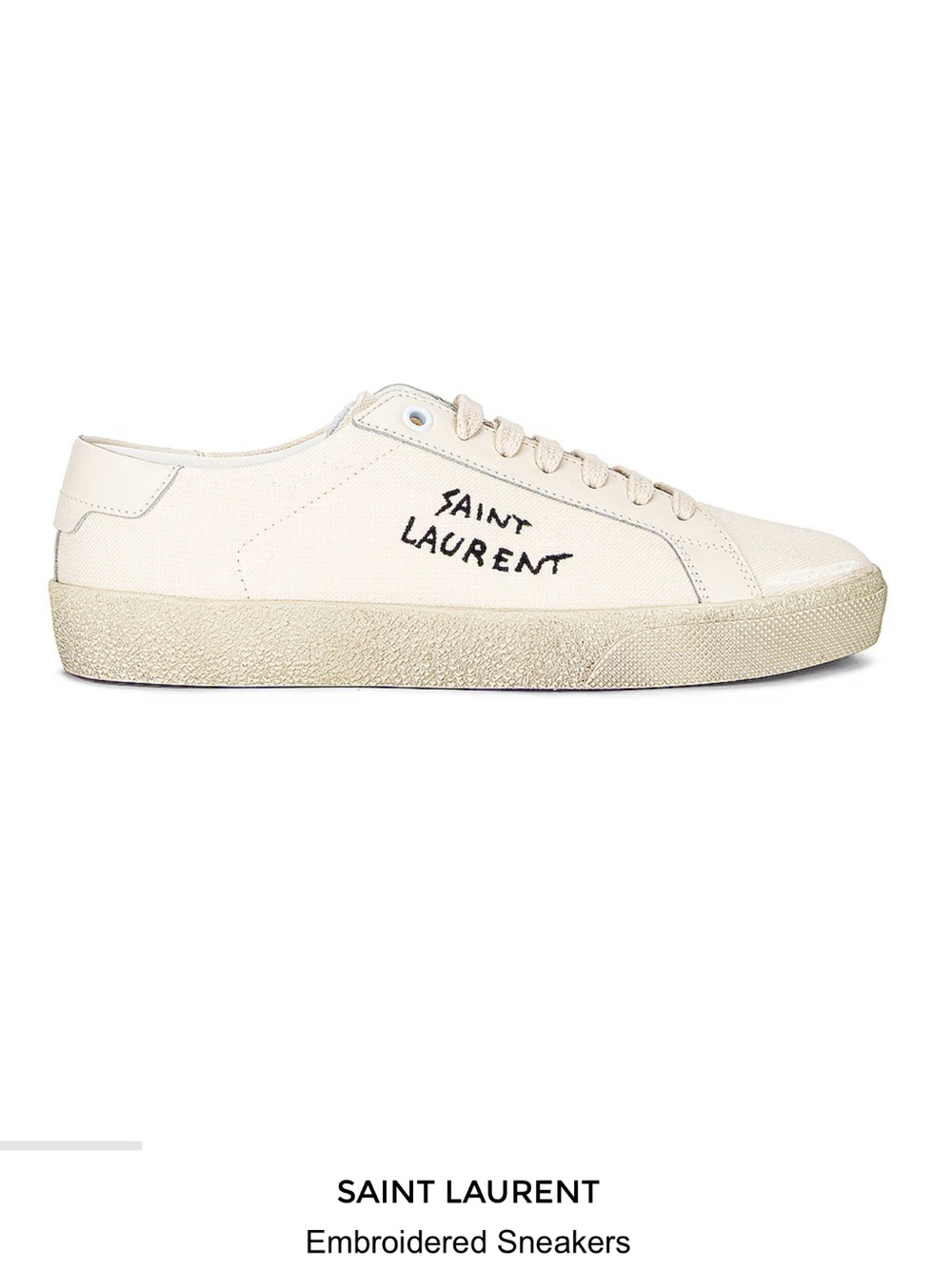Saint Laurent Cream Off-White Canvas Low-Top Sneakers